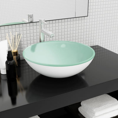 VIDAXL WASHBAIN 42 x 14 cm Temperiertes Glas weiß