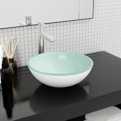 VIDAXL WASHBAIN 35x12 cm terminiertes Glasweiß