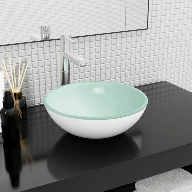 VIDAXL WASHBAIN 35x12 cm terminiertes Glasweiß