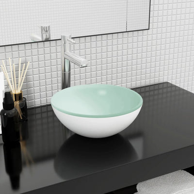 VIDAXL WASHBAIN 30 x 12 cm Temperiertes Glasweiß
