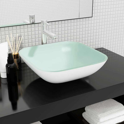VIDAXL WASHBAIN 42x42x14 cm Glasweiß