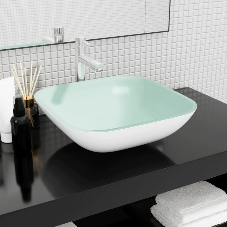 VIDAXL WASHBAIN 42x42x14 cm Glasweiß