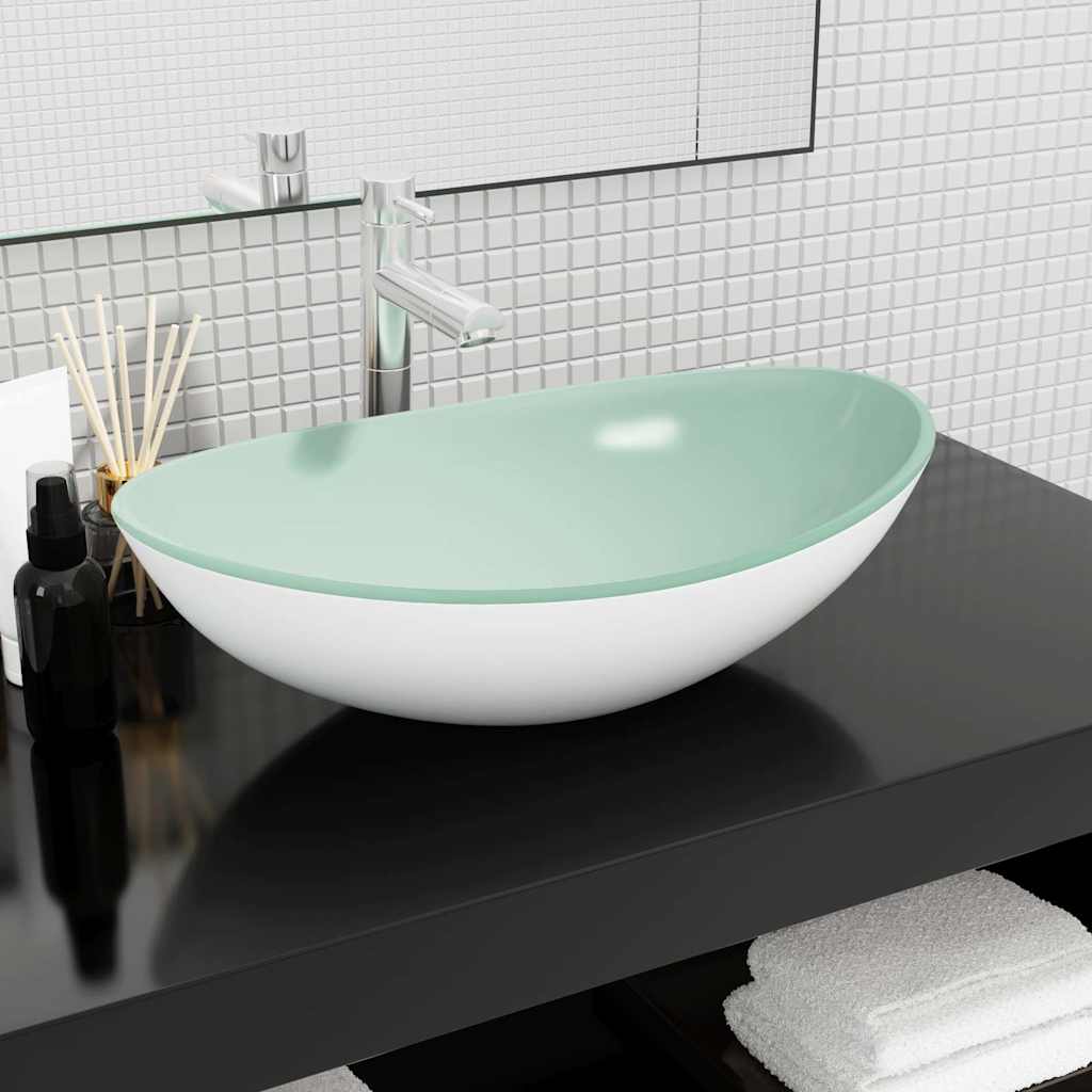VIDAXL WASHBAIN 54.5X35X15,5 CM Härtetes Glas weiß