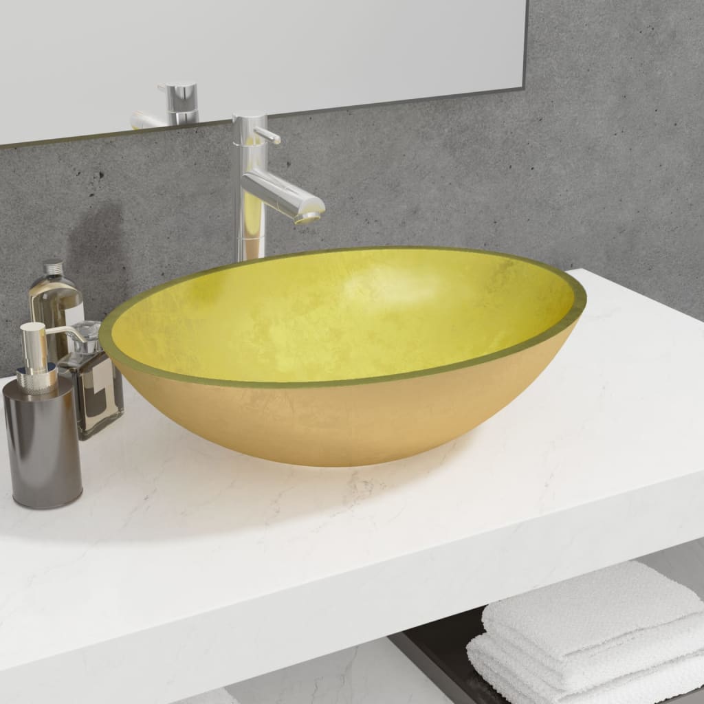 Vidaxl Washbeer 50x37x14 cm Glas Gold gefärbt