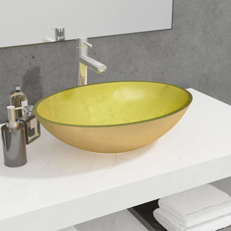 Vidaxl Washbeer 50x37x14 cm Glas Gold gefärbt