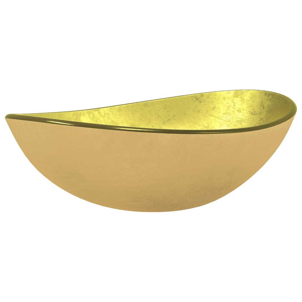 VIDAXL WASHBAIN 54.5X35X15,5 cm gehärtetes Glas Gold gefärbt
