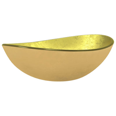 VIDAXL WASHBAIN 54.5X35X15,5 cm gehärtetes Glas Gold gefärbt