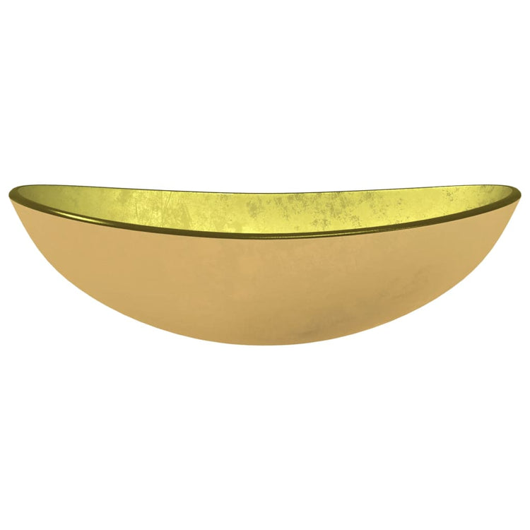 VIDAXL WASHBAIN 54.5X35X15,5 cm gehärtetes Glas Gold gefärbt