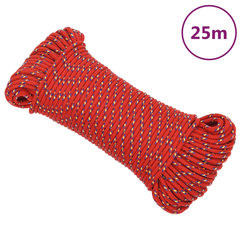 Vidaxl -Bootseil 3 mm 25 m Polypropylenrot
