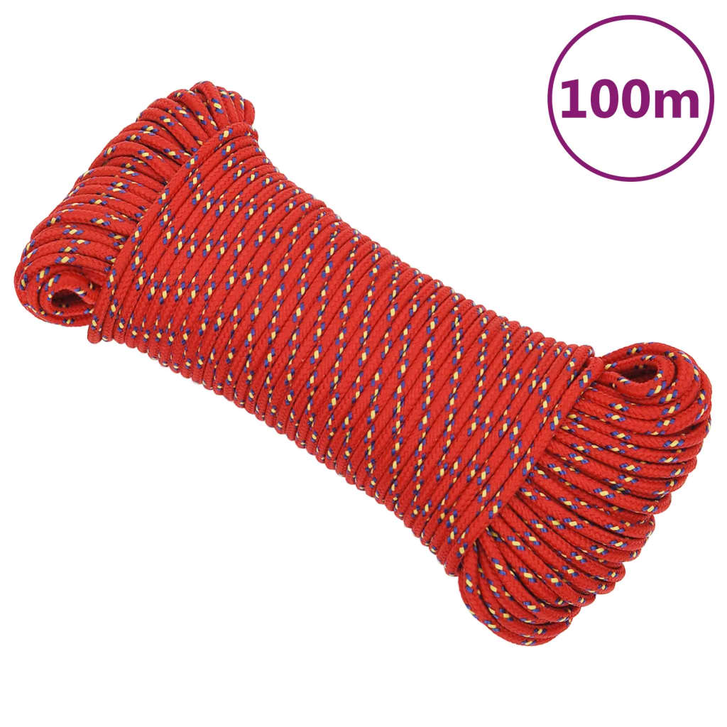 Vidaxl -Bootseil 5 mm 100 m Polypropylenrot