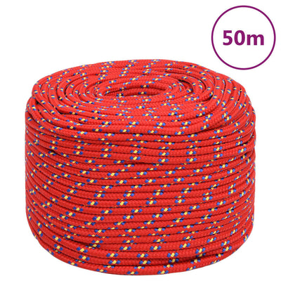 Vidaxl -Bootseil 6 mm 50 m Polypropylenrot