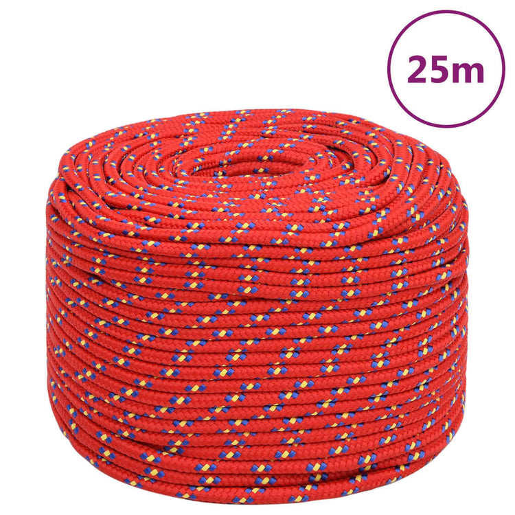 Vidaxl -Bootseil 10 mm 25 m Polypropylenrot