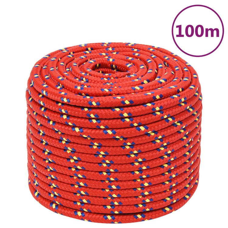 Vidaxl -Bootseil 12 mm 100 m Polypropylenrot