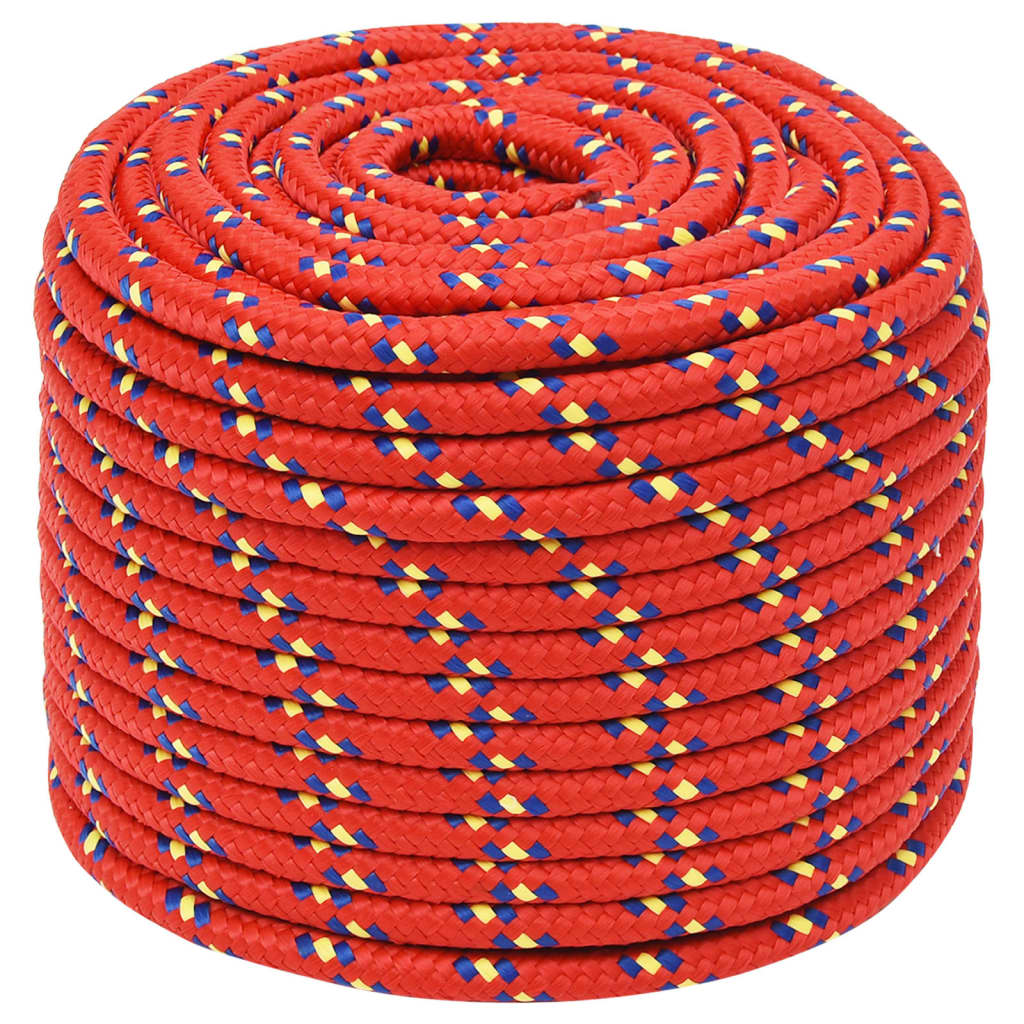 Vidaxl -Bootseil 12 mm 100 m Polypropylenrot
