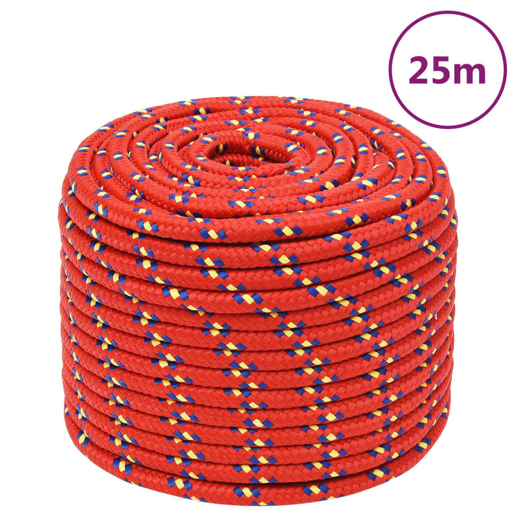 Vidaxl -Bootseil 14 mm 25 m Polypropylenrot