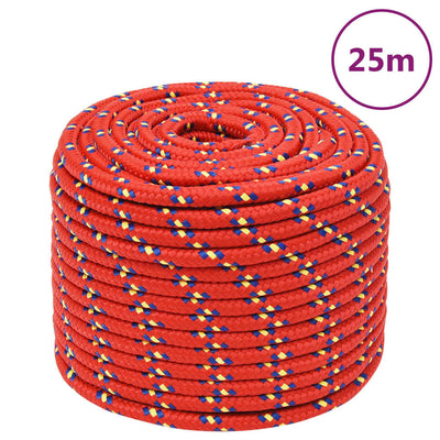 Vidaxl -Bootseil 14 mm 25 m Polypropylenrot