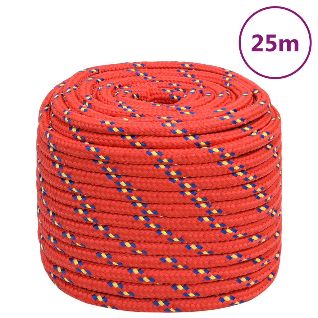Vidaxl -Bootseil 18 mm 25 m Polypropylenrot