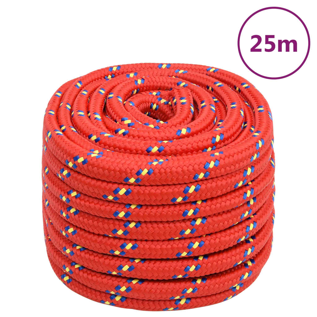 Vidaxl -Bootseil 20 mm 25 m Polypropylenrot