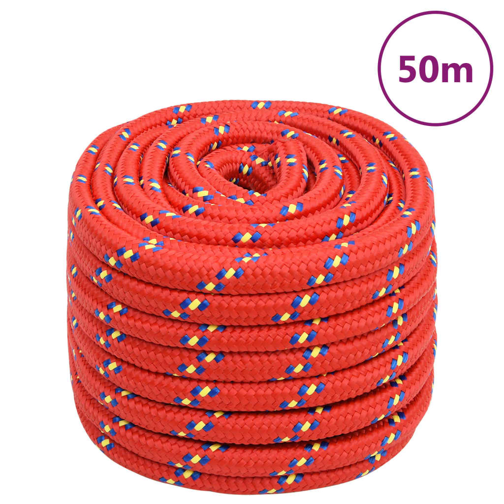 Vidaxl -Bootseil 20 mm 50 m Polypropylenrot