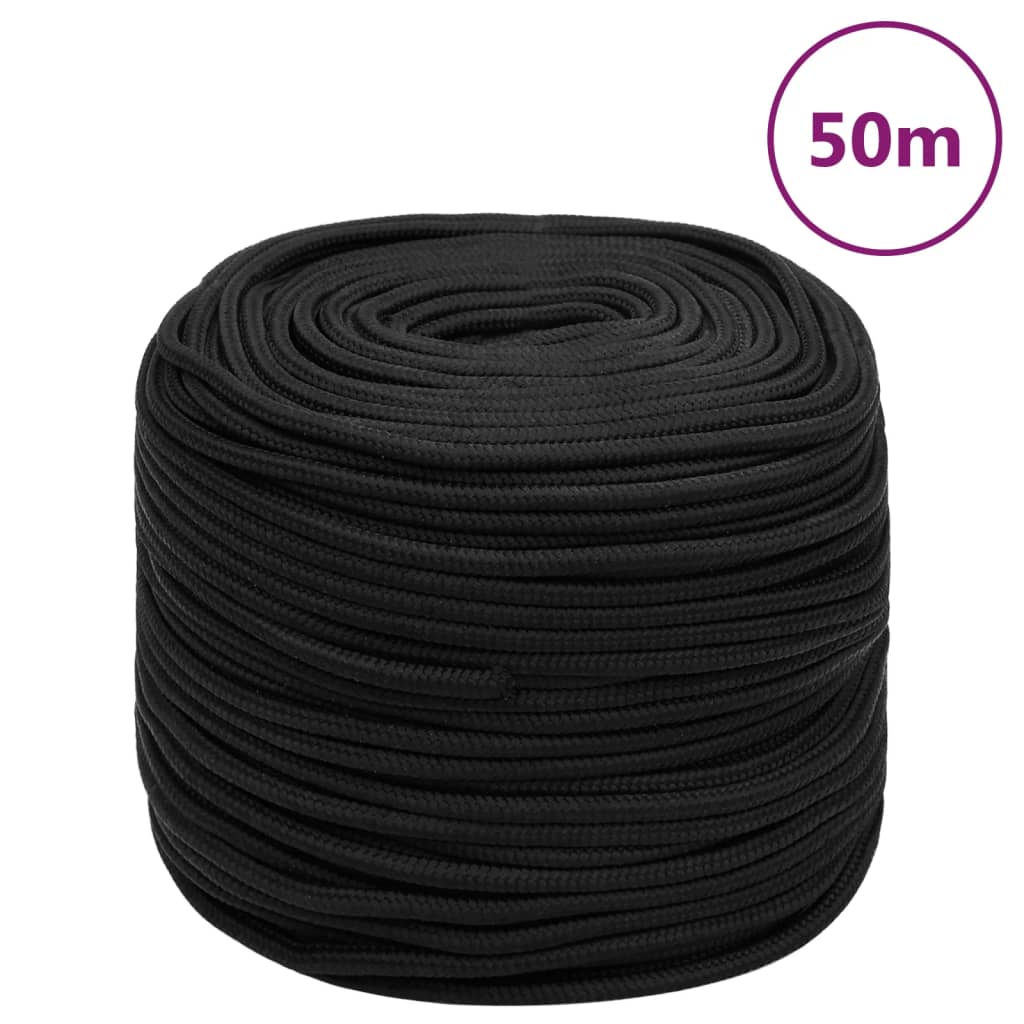 Vidaxl -Bootseil 10 mm 50 m Polypropen Schwarz