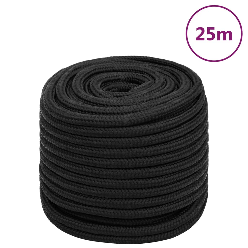 Vidaxl -Bootseil 16 mm 25 m Polypropen Schwarz