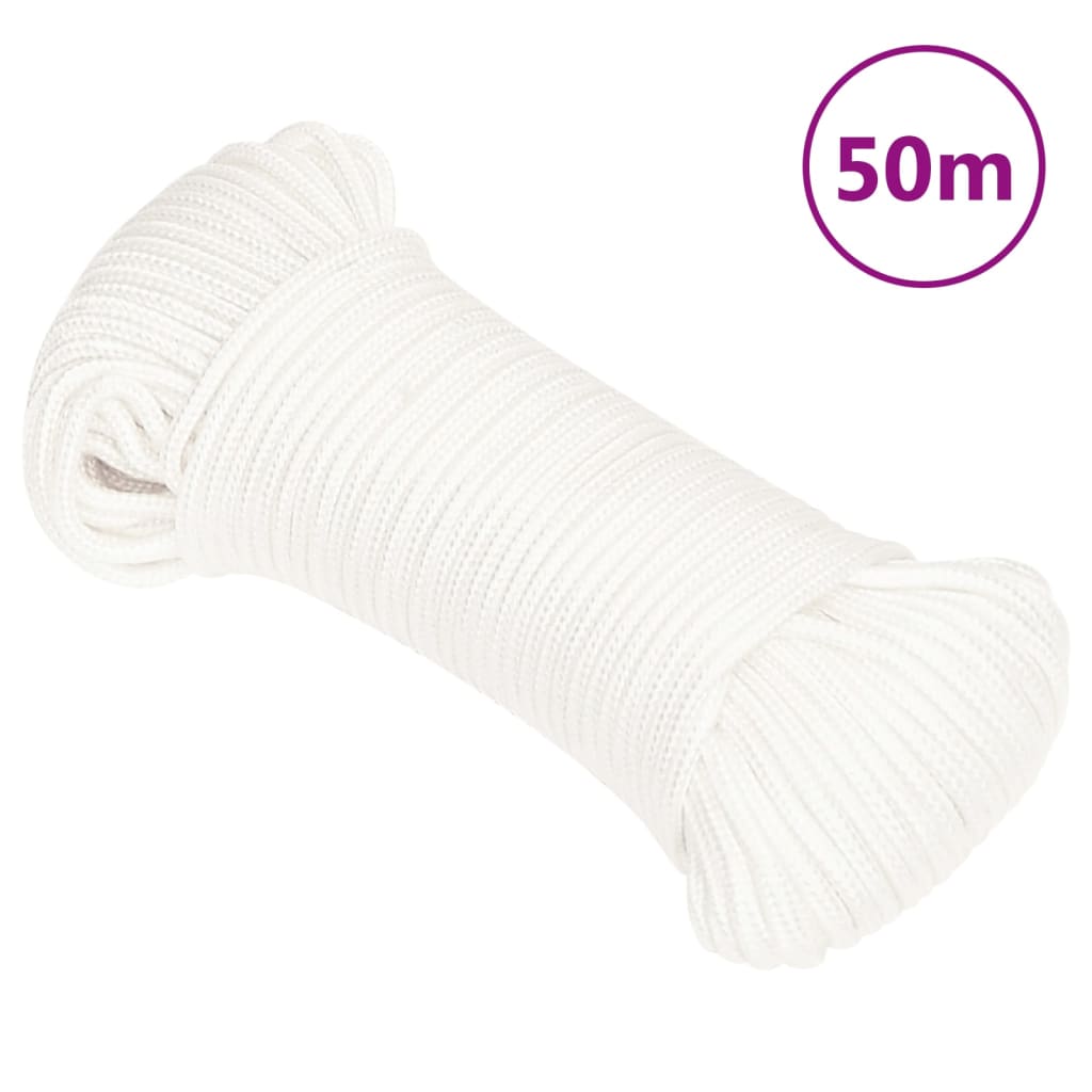 Vidaxl -Bootseil 4 mm 50 m Polypropylen Voll weiß