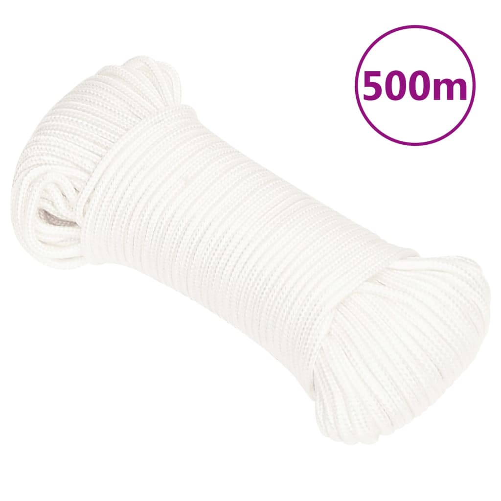 Vidaxl -Bootseil 4 mm 500 m Polypropylen Voll weiß