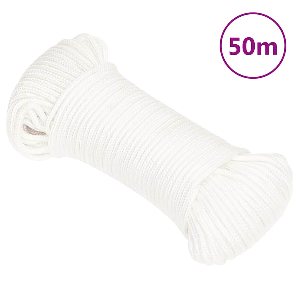 Vidaxl -Bootseil 5 mm 50 m Polypropylen Voll weiß