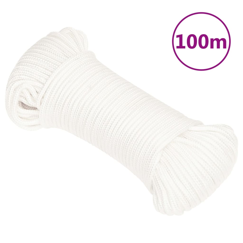 Vidaxl -Bootseil 5 mm 100 m Polypropylen Voll weiß