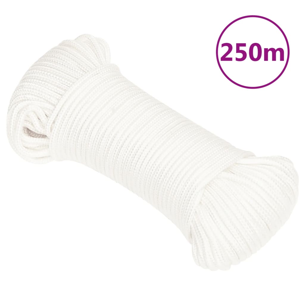 Vidaxl -Bootseil 5 mm 250 m Polypropylen Voll weiß