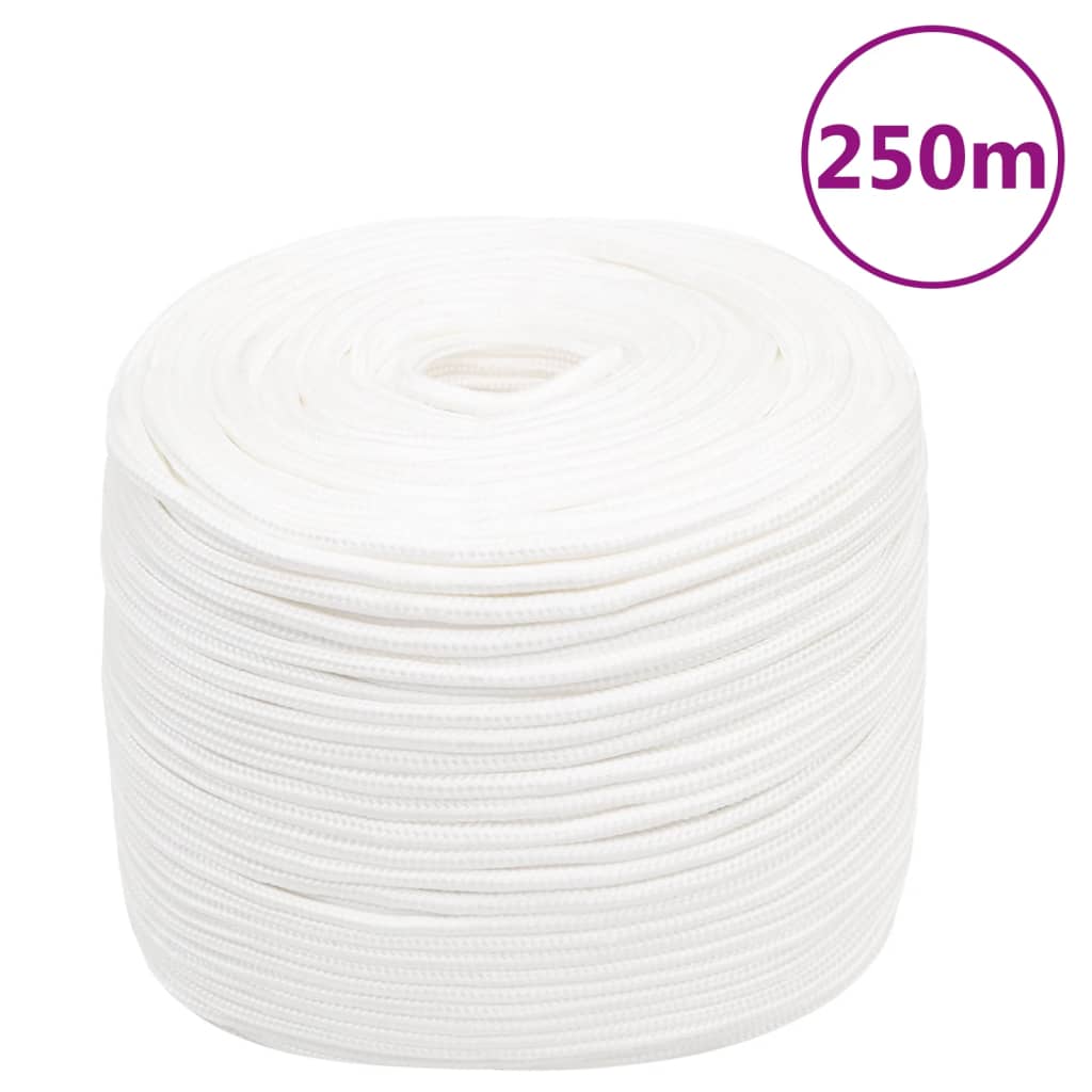 Vidaxl -Bootseil 6 mm 250 m Polypropylen Voll weiß