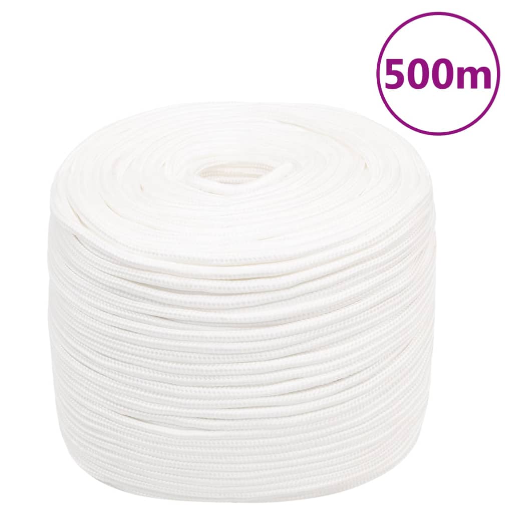 Vidaxl -Bootseil 8 mm 500 m Polypropylen Voll weiß