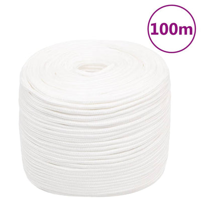 Vidaxl -Bootseil 10 mm 100 m Polypropylen Voll weiß