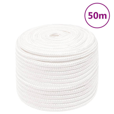 Vidaxl -Bootseil 12 mm 50 m Polypropylen Voll weiß