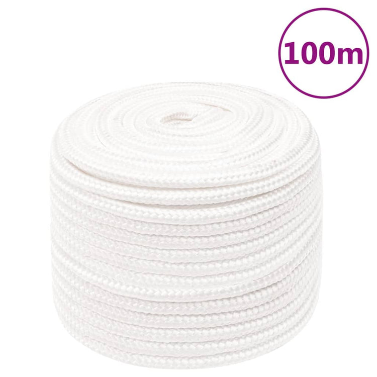 Vidaxl -Bootseil 12 mm 100 m Polypropylen Voll weiß