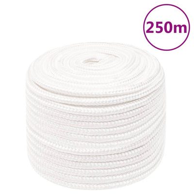 Vidaxl -Bootseil 12 mm 250 m Polypropylen Voll weiß