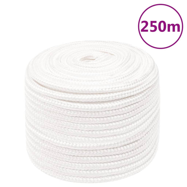 Vidaxl -Bootseil 12 mm 250 m Polypropylen Voll weiß