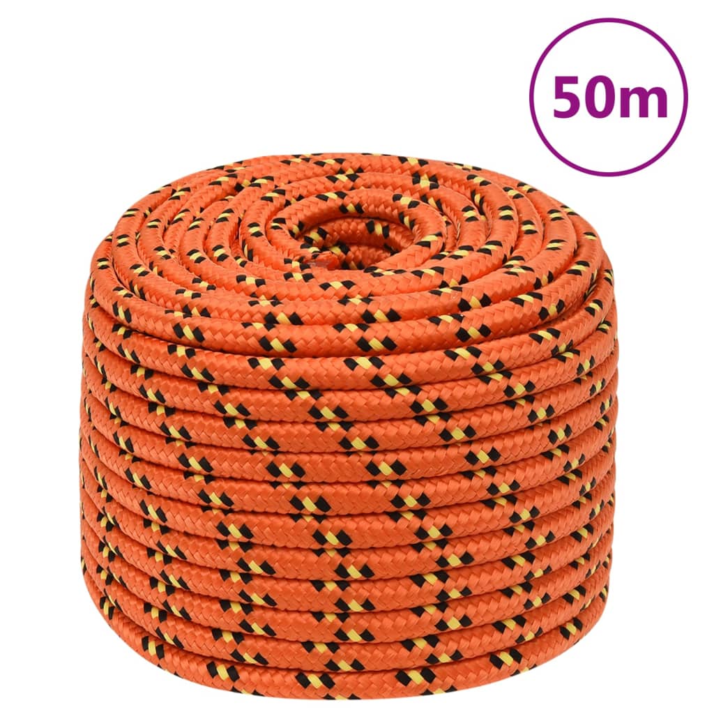 Vidaxl -Bootseil 12 mm 50 m Polypropylenorange