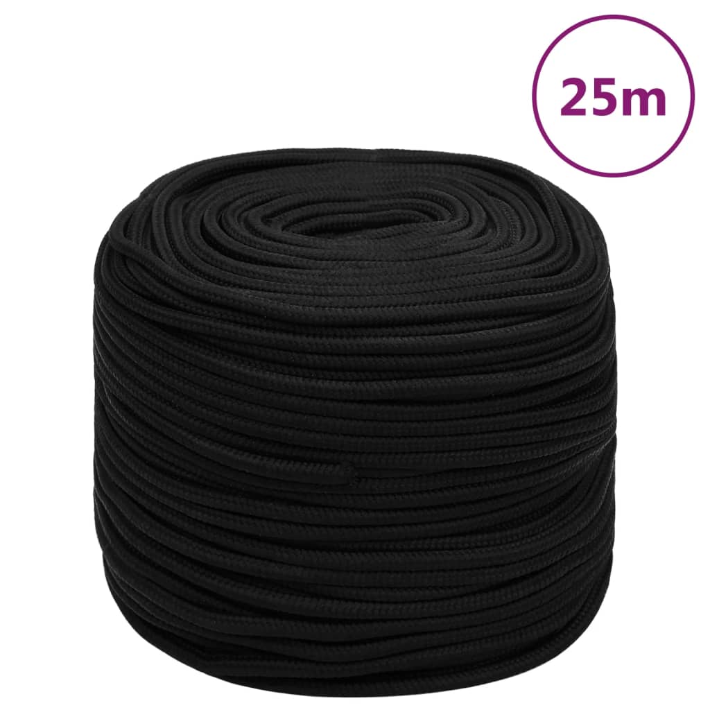 Vidaxl Werkouw 8 mm 25 m Polyesterschwarz