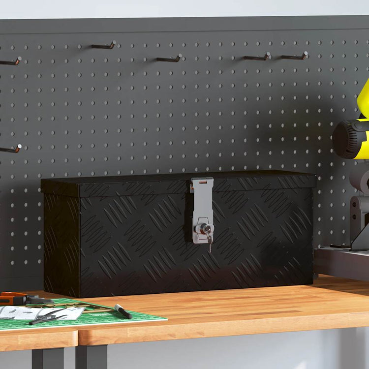 VIDAXL -Speicherbox 50x15x20.5 cm Aluminium Schwarz