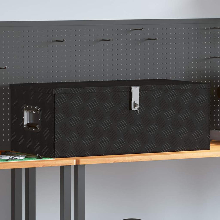 VIDAXL -Speicherbox 90x47x33.5 cm Aluminium Schwarz
