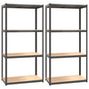 VIDAXL-LAGER RACK 4-LAYER 2 ST STAHL UND PROSDED HOLTOR-Anthrazitfarben