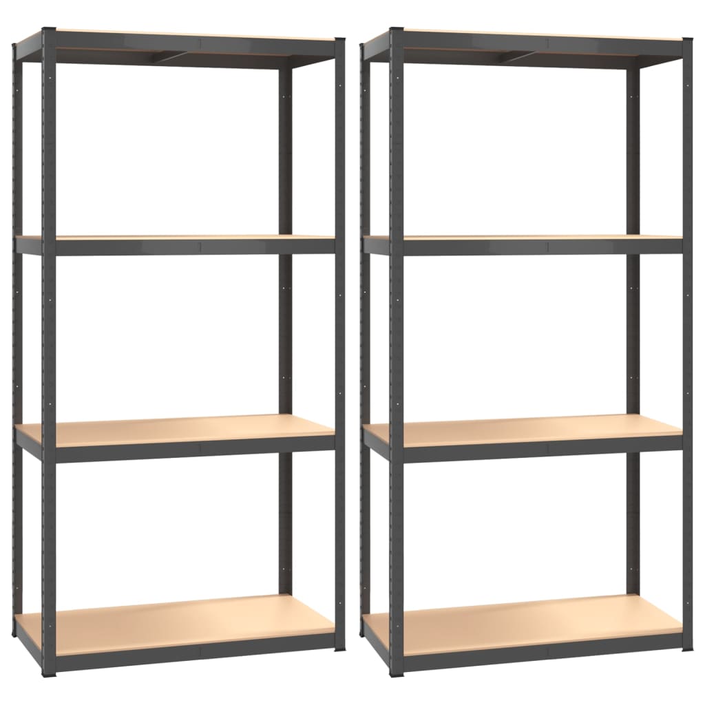 VIDAXL-LAGER RACK 4-LAYER 2 ST STAHL UND PROSDED HOLTOR-Anthrazitfarben