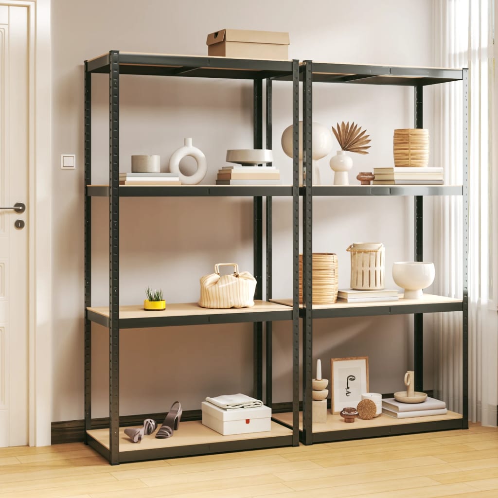 VIDAXL-LAGER RACK 4-LAYER 2 ST STAHL UND PROSDED HOLTOR-Anthrazitfarben