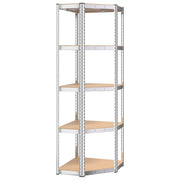 Vidaxl Eckregal 5-layer-Stahl und verarbeitetes Holz Silberfarben - afbeelding 2
