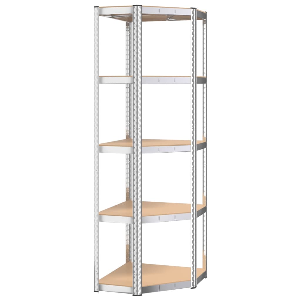 Vidaxl Eckregal 5-layer-Stahl und verarbeitetes Holz Silberfarben