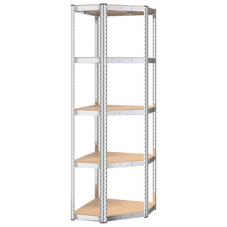 Vidaxl Eckregal 5-layer-Stahl und verarbeitetes Holz Silberfarben