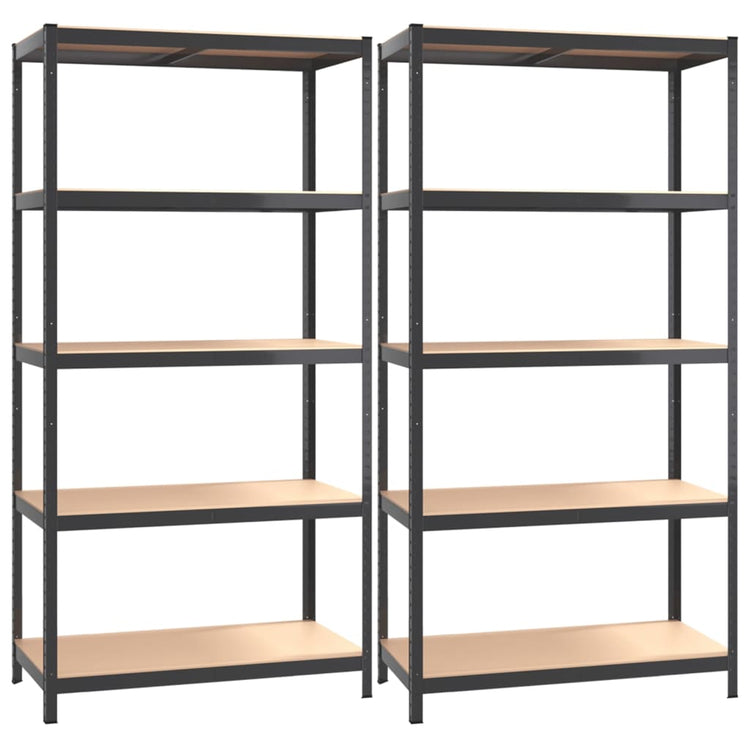VIDAXL-Speicher 5-layer 2 St. Stahl verarbeitet Holz Anthrazitfarben