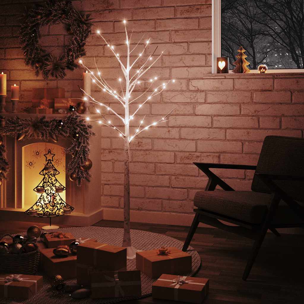 Vidaxl Berkenboom LED 72 LEDs warm weiß 150 cm Weiß