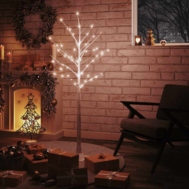 Vidaxl Berkenboom LED 72 LEDs warm weiß 150 cm Weiß